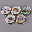 Women makeup compact pocket owl mirrors portable double-side folding mirror M&