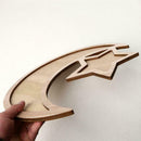 Rustic Plain Wooden Crescent Moon & Star Eid / Ramadan Serving Food Tray F5Y6