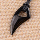 Men's Black 316 Titanium Steel Wolf Teeth Pendant Necklace jewelry w/ Black Cord
