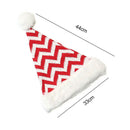 Knitted Christmas Hat Plush Striped Santa Claus Cap Gifts (Red White) A