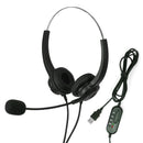 Black Stereo PC USB Headsets Noise Cancelling Headphone Earphone with Mic for