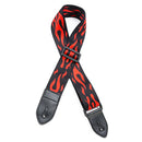 Leather Folk Guitar Strap Adjustable Belt Musical Instrument Parts (Flame) A