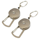 2x Heavy Duty Retractable Key Holder Carabiner Quick Release Telescopic Rope