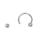 Horseshoe Crystal 316L steel lip chin ring ear barbell