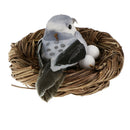 Handmade Small Artificial Feather Bird in Straw Nest with Eggs Garden Decor