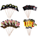 20pcs Cake Toppers Pirate Theme Fruit Picks Insert Card Halloween Party Dec BX