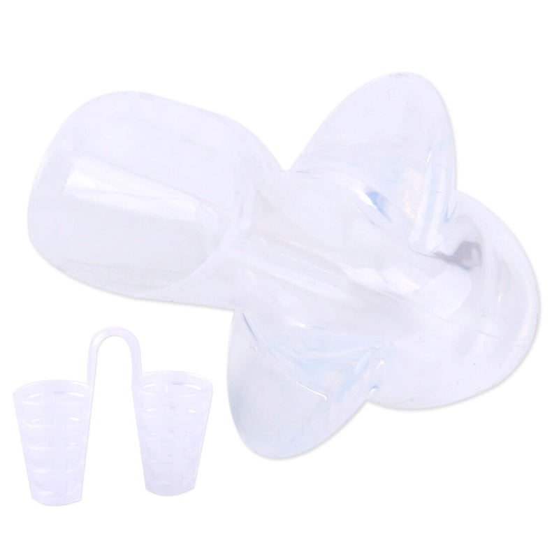 Silicone Tongue Device Anti Snore Nose Clip Relief Stopper Tray Sleep Apnea Aid