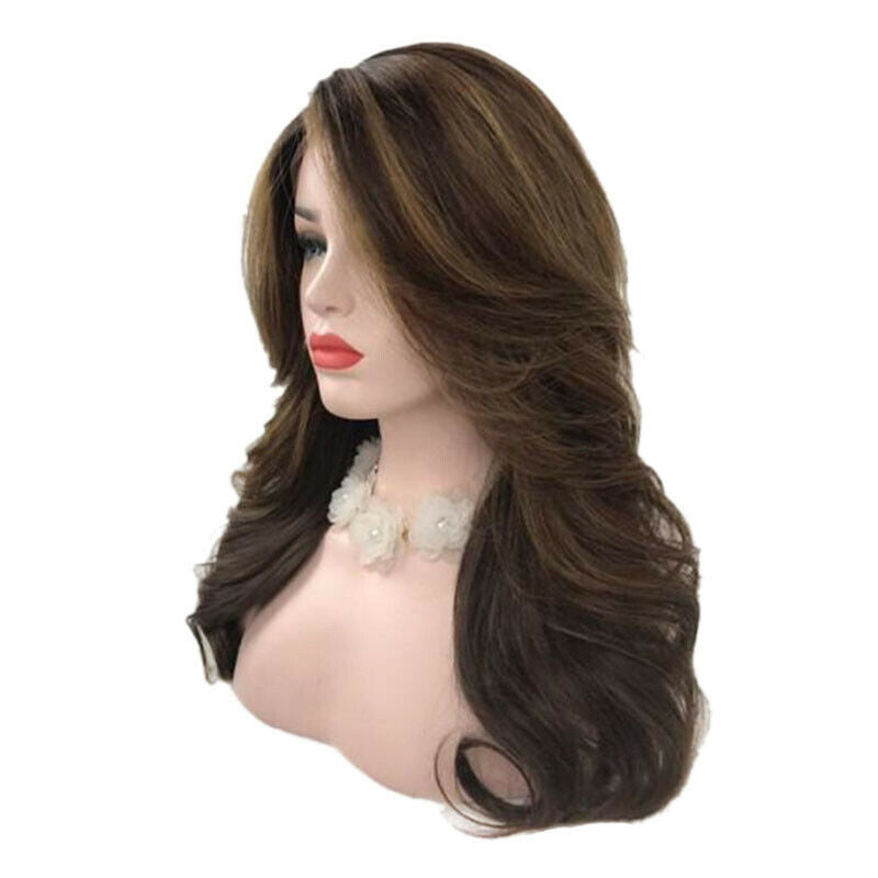 Chemical Fiber Fluffy Lady'S Long Roll Brown Wig Wave Roll Wig Hair Set Hig V9B1