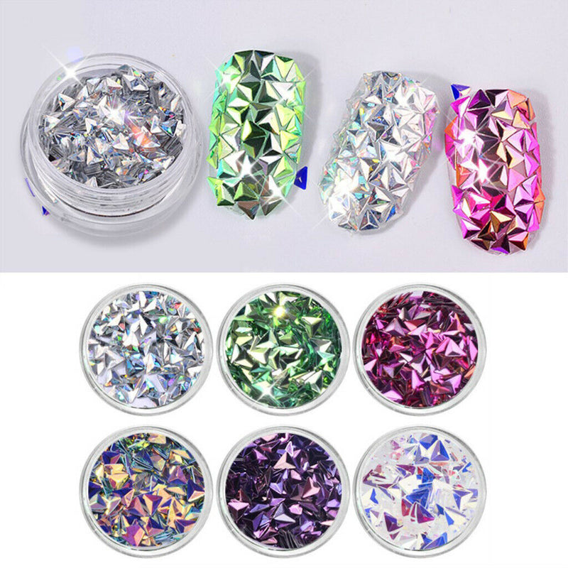 6 Colors Holographic Chunky Triangle Glitter Sequins Beauty Festival Glitter