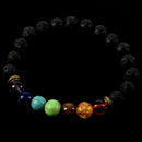 7 Chakra Healing Bracelet Black Lava Beads Reiki Buddha Prayer Stone Men's