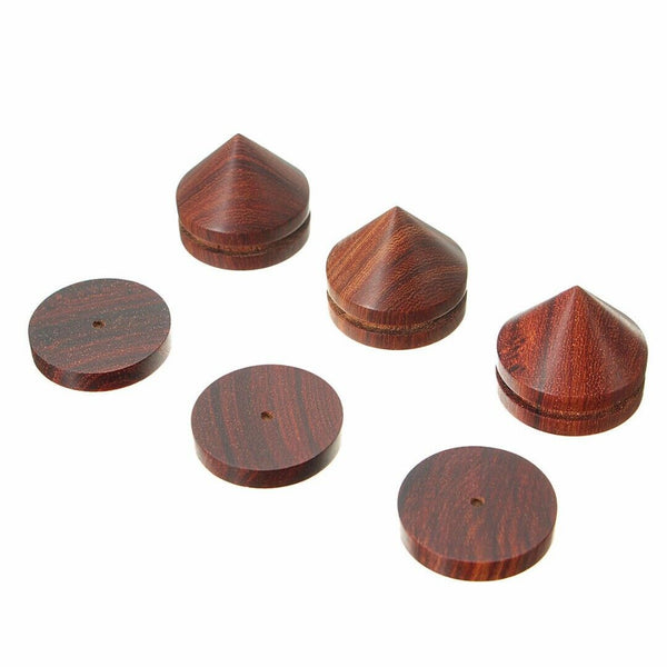 8Pcs Rosewood Speaker Isolation Feet Stand 23mm/0.91" Wooden Spikes + Base Pad