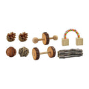 12Pc Guinea Pig Toys Wooden Dumbells Exercise Bell Roller Fun Pet Balls Supplies