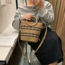 Fashion Round Straw Shoulder Bags Summer Style Women Rattan Crossbody Bags