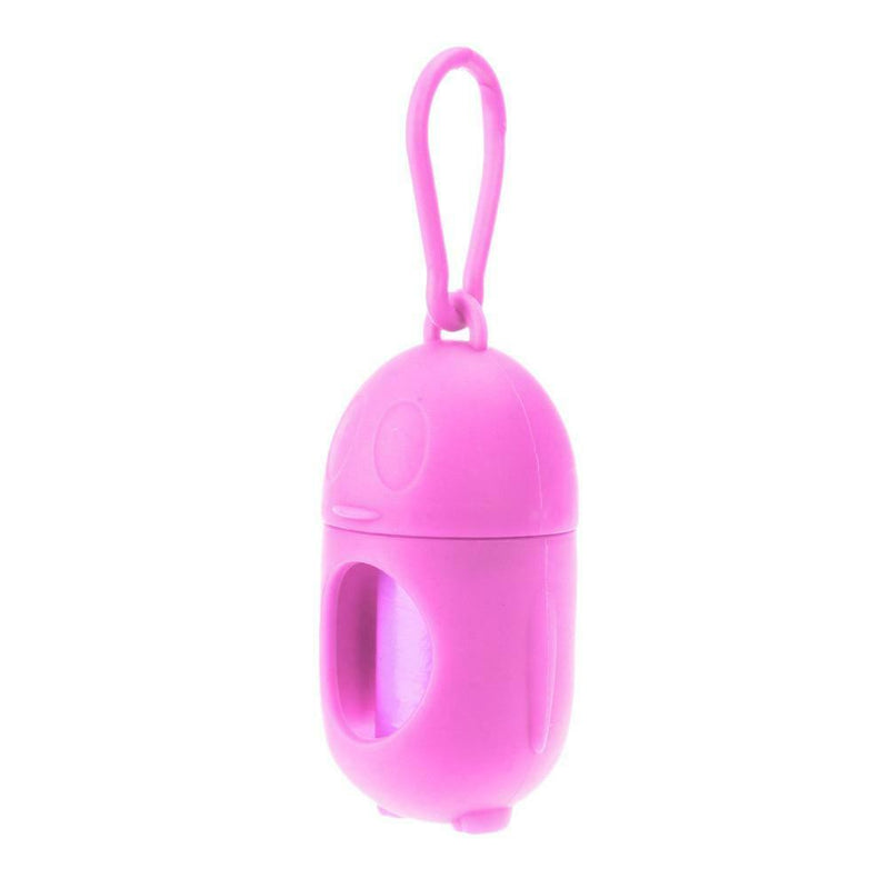 Penguin Pill Shape Pet Dog Poop Bag Dispenser Waste Garbage Bag Set (Pink)