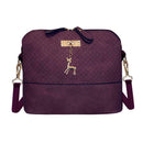 Women Fashion Crossbody Bag PU Plaid Deer Pendant Shoulder Bag(Purple)
