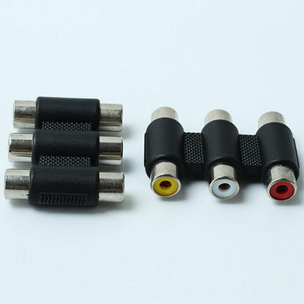 2pcs 3 RCA Female to Female Coupler AV Audio Video Cable Extension Con CYN