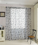 Butterfly Window Voile Curtain Sheer Tulle Drape Valance Black 100cm x 200cm