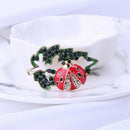 Fashion Ladybug Insect Brooch Collar Pins Crystal Leaves Corsage Jewelry  OZ