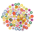 100x Assorted Flower Shape 2-holes Flatback Wooden Buttons for Sewing Craft