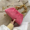 Women Cloud Handbags Plush Soft Thick Chain Shoulder Underarm Bags (Pink)