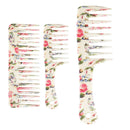 3X ANTI-STATIC DETANGLING SCALP MASSAGE HAIR COMB SHAMPOO COMB W/ FLOWER PRINTS