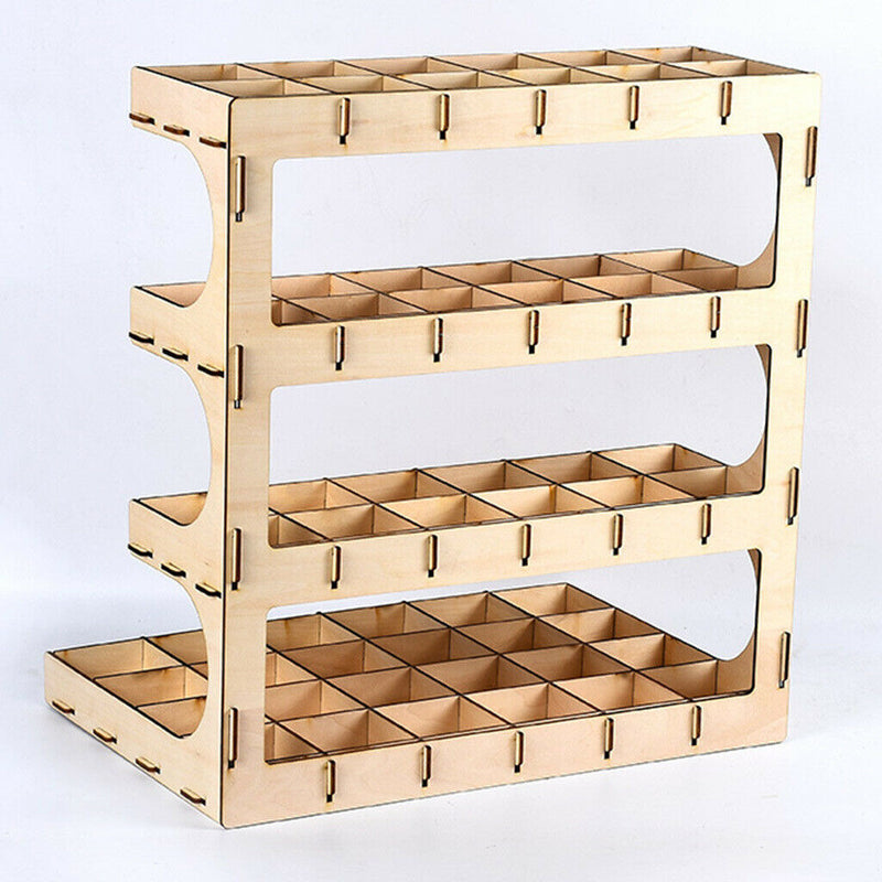 DIY Wooden Paint Rack Ink Storage Organizer 4-layer 60-grid