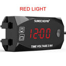 For12V Digital Voltmeter Electronic 2in1 Digital LED Car Display Auto Time Clock