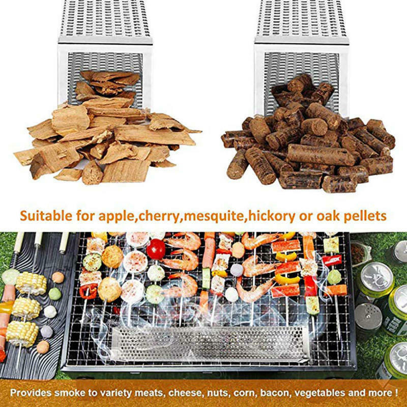 12" Tube Smoker Heavy Duty Stainless Steel Wood Chip Smoking Box Wood Pellet X