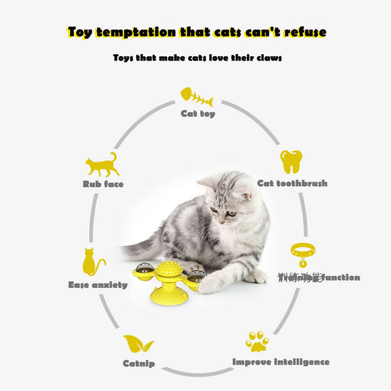 Cats Puzzle Turntable Windmill Ball Interactive Toys Pet Supplies (Yellow)
