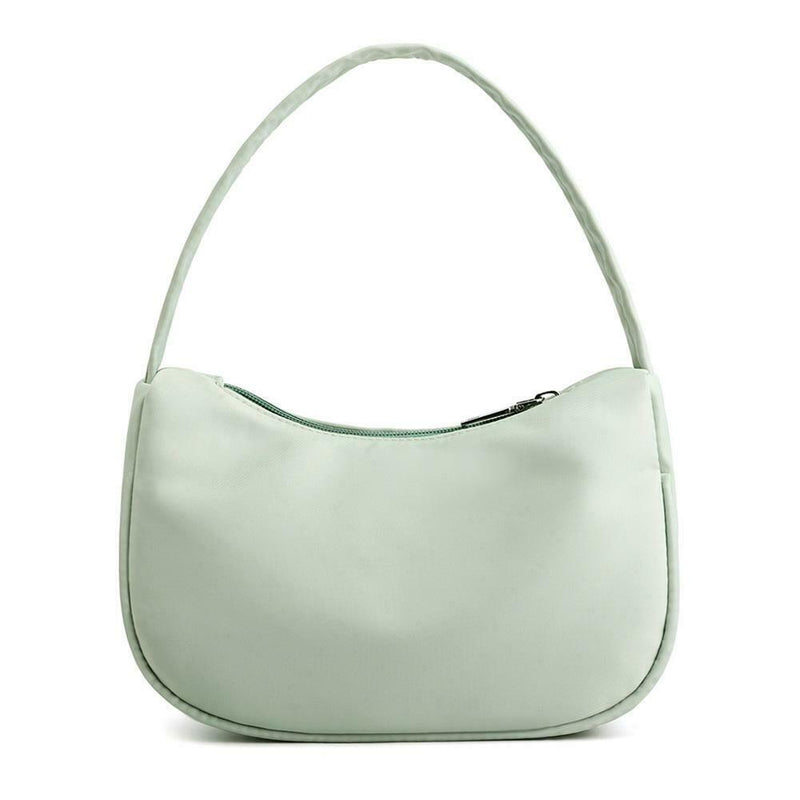 Fashion Women Handbag Nylon Simple Shoulder Shopping Bag Zip Totes (Green) A