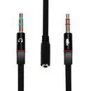 1 Female to 2 3.5mm Male Plug Y Splitter Stereo Mic Audio Adapter Cable