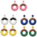 Bohemian Wooden Round Geometric Earrings Pendant Drop Earrings Ladies Fashi