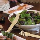 Disposable Wooden Cutlery 300 pack -Forks(100), Knives(100) and Spoons(100) G6M2