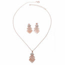 Fashion Square Pink Necklace And Earrings Set Earrings With Rhinestone Wedd