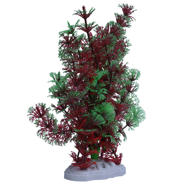 Red Green Artificial Plastic Water Plants for Fish Tank Aquarium Decoration D2T5