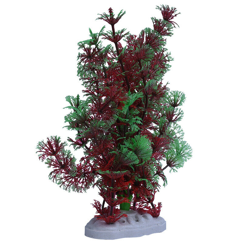 Red Green Artificial Plastic Water Plants for Fish Tank Aquarium Decoration D2T5