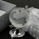 Round Earth Globe World Map Crystal Glass Clear Paperweight Stand Gift Desk U6Q2