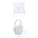 2 Piece White Flower Girl Basket Crystal Rhinestone Decor and 1 piece Bag r Y9K2