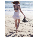 Skinny Women O-Neck Sleeveless T-Shirt Bra Strap Sports Dance Vest Short Ti P7B8