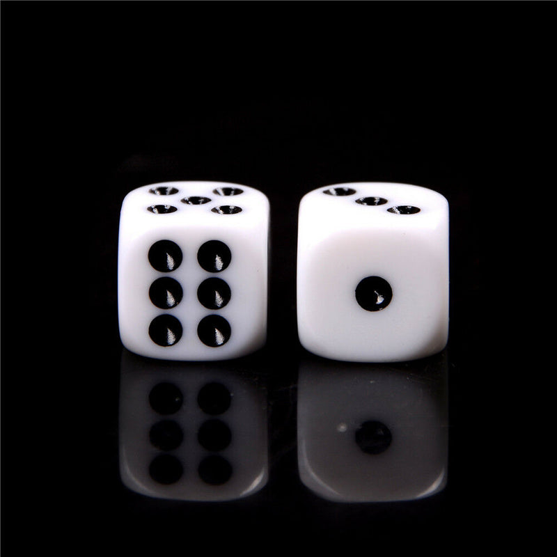 10x 16mm White Acrylic Six Sided Round Corner Opaque Dice  ME