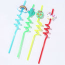 4pcs Drinking Straws Cartoon Owl Rainbow PVC Straws Hawaii Party Table Decor