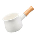 10cm Non Stick Milk Pan Saucepan Pot Wood Handle For Hobs White