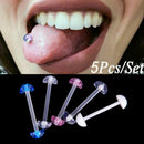 5Pcs/Set Mixed Acrylic Ball Barbell Soft Bar Tongue Ring Studs Body Piercing  %o