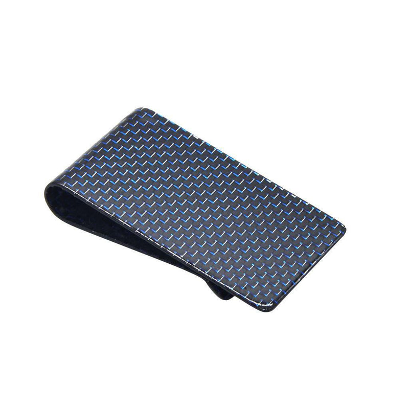 Money Clip Carbon Fiber Holder for 30 Folded Bills or Around 15 Cards Blue