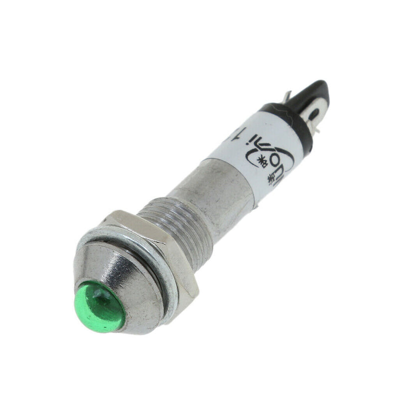 10pcs 8mm 12V Green LED Metal Indicator Pilot Light XD8-2