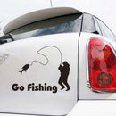 Interesting 1 Pcs Car Stickers Funny Go Fishing Black Decals 5.51"*4.33" JR