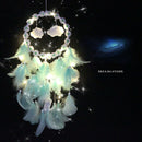 LED Flower Cloud Feather Dreamcatcher String Light Decorative Lamp (Green) A