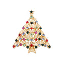 Fashion Cute Colorful Crystal Christmas Tree Brooch Pins Holiday Party Gifts