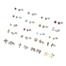 20 Pairs Assorted Cute Crystal Ear Stud Earrings Simple Cross Animal Stars