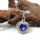 Urn Cremation Heart Blue Crystal Pendant Ash Holder Memorial Necklace Jewelry JR